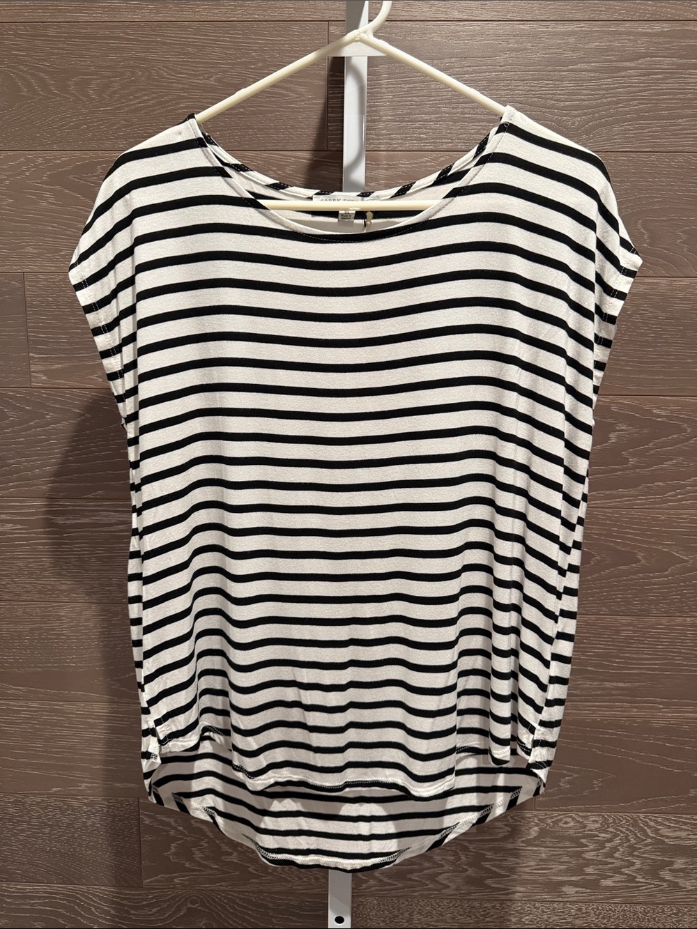 Green Envelope Black & White Striped Short Sleeve Tee